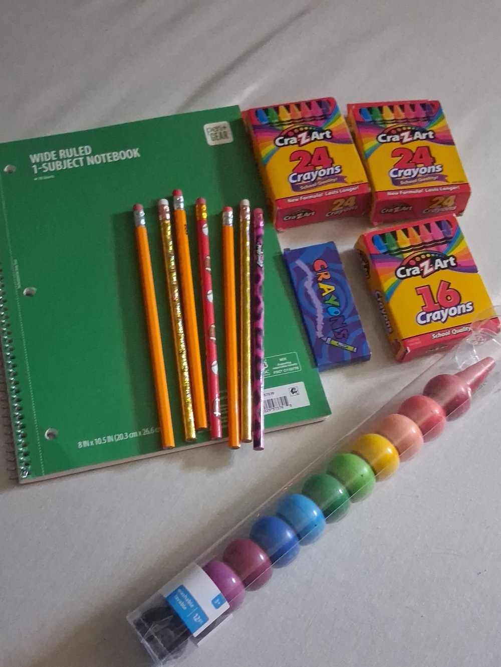 12 Finger crayons Easy Grip Crayon Tower - Rainbow Colors 1 wide Ruled 7 Pencils